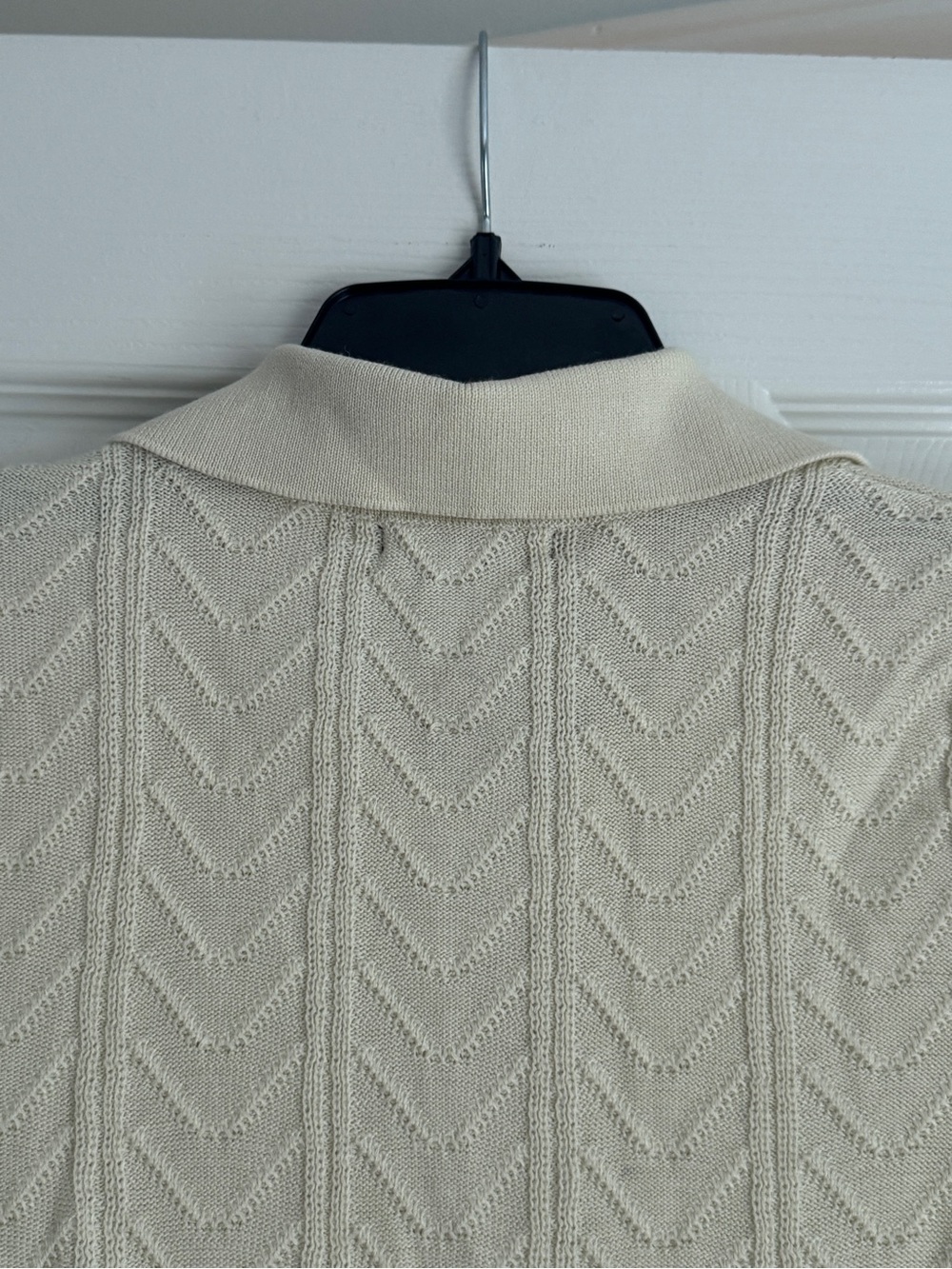 Tahari Cream Short-Sleeve Cable Knit Polo Sweater - Picture 9 of 13